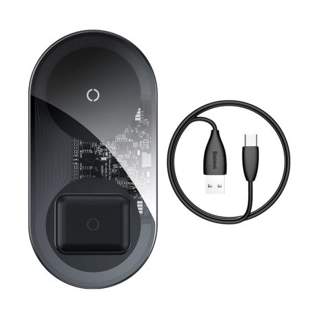 Бездротове ЗУ Baseus Simple 2in1 For Phones+Pods 15W WXJK 3.0A Прозорий