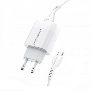 Зарядное устройство 2in1 Tornado TD-15 (QC3.0) 1USB Micro White