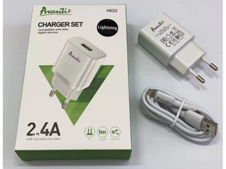 Зарядное устройство Avantis A820 1USB Lightning White