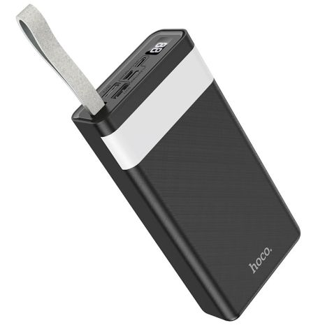 Повербанк Hoco J73 Powerful (30000mAh / Out: 2xUSB / In: Lightning, micro-USB, Type-C 5V/2A ) LED display, Lamp, Black