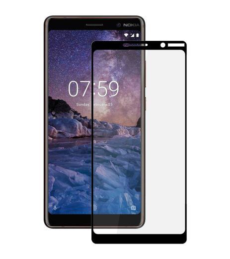 Защитное стекло Full screen PowerPlant для Nokia 7 Plus, Black