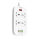 Сетевой Удлинитель LDNIO SC4407 |2500W, 2m EU Plug, 4 USB, 4 Sockets. QC3.0, 3.1A|/8W| white