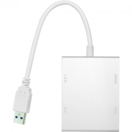 Перехідник PowerPlant USB 3.0 – HDMI, DVI, VGA, RJ45 Gigabit Ethernet