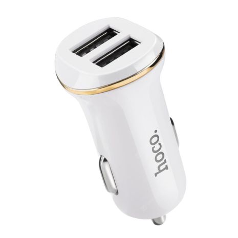 Автомобільне ЗУ Hoco Z1 2USB White + USB Cable iPhone 6 (2.1A)