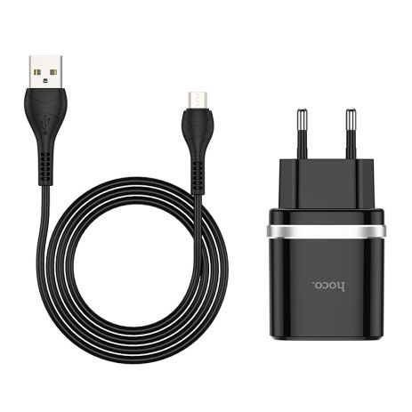 Зарядний пристрій Hoco C12Q QC 3.0 18W + Micro Cable Black