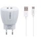 Зарядний пристрій Moxom KH-68 2.1A 2USB + Cable Type-C White