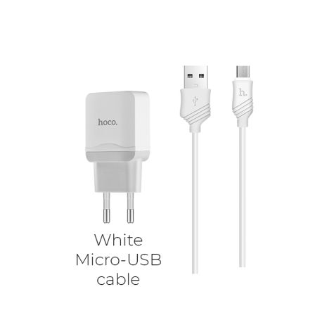 Зарядний пристрій Hoco C22A + Cable Micro White