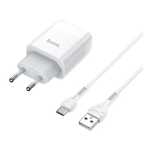 Зарядное устройство Hoco C73A 2USB Type-C 2.4A White