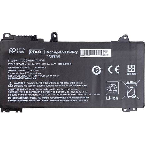 Акумулятори PowerPlant для ноутбуків HP ProBook 450 G6 (RE03XL) 11.55V 3500mAh