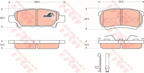 Колодки тормозные дисковые MITSUBISHI Lancer/Lancer Estate/Wagon/Outlander, TRW (GDB3341)