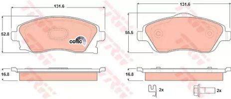 Тормозные колодки дисковые OPEL CORSA C (F08, F68) передн. , TRW (GDB1570)