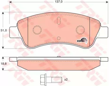 Колодки гальмові дискові CITROEN C3, C4, DS3 PEUGEOT 206, 207 передн. , TRW (GDB1463)