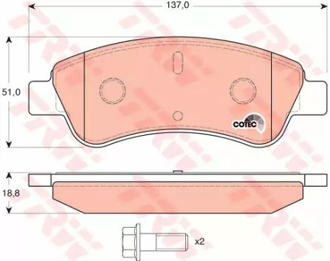 Колодки гальмові дискові CITROEN C3, C4, DS3 PEUGEOT 206, 207 передн. , TRW (GDB1463)