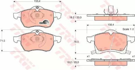 Колодки гальмові передні opel astra g, TRW (GDB1350)