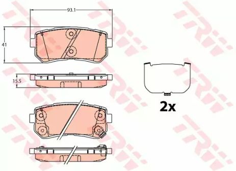 Гальмівні колодки для дисків hyundai tucson, kia sportage, 1.6-2.0, 15-, TRW (GDB3636)