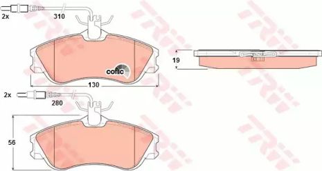 Тормозные колодки дисковые CITROEN - PEUGEOT Berlingo/Berlingo MultiSpace/Xsara/Xsara Estate/Break/3, TRW (GDB