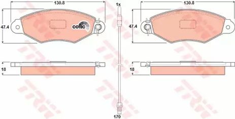 Колодки гальмівні NISSAN - RENAULT Kubistar/Kangoo/Kangoo Express/Kangoo Rapid, TRW (GDB140