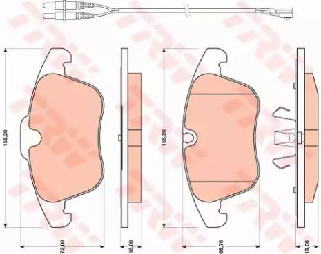 Колодки гальмівні дискові Peugeot/Citroen C5/508/407 08 F, TRW (GDB1818)