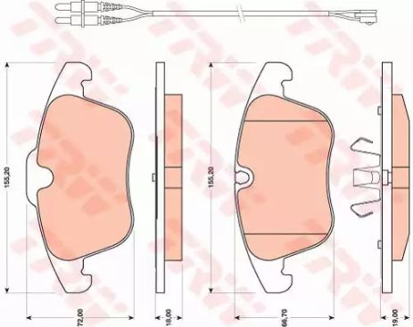 Колодки тормозные дисковые Peugeot/Citroen C5/508/407 08 F, TRW (GDB1818)