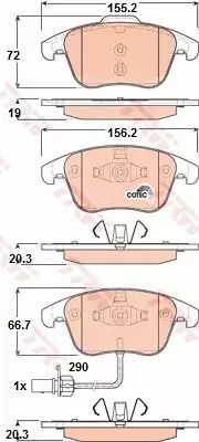 Тормозные колодки дисковые AUDI A4/A5 F 08, TRW (GDB1814)