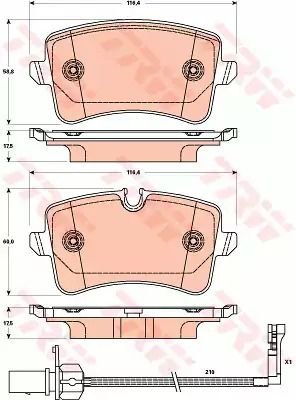 Колодки дискові гальмові AUDI A6 2.0-3.0 2011-,A8 2.0-6.3 09- задн. TRW (GDB1902)