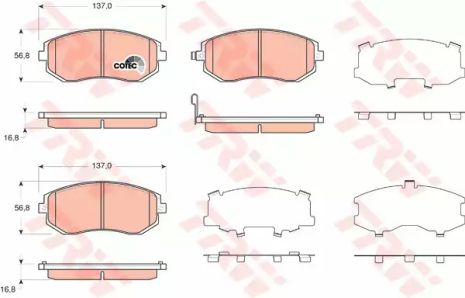 Колодки гальмові дискові SUBARU LEGACY IV передн. , TRW (GDB3371)