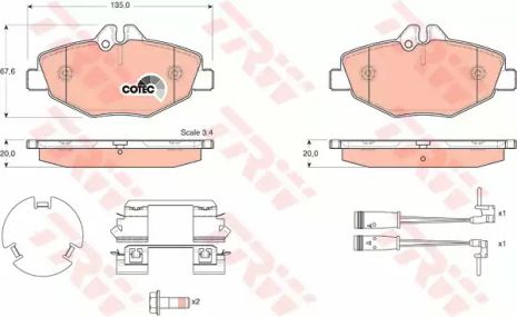 Колодки дискові гальмівні MERCEDES E200/E220/E240/E270/E280, TRW (GDB1542)