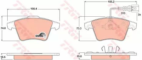 Колодки тормозные дисковые VW TOUAREG передн. TRW (GDB1651)