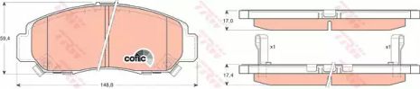 Колодки дискові гальмові HONDA FR-V/Stream, TRW (GDB3268)