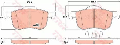 Колодки дискові гальмові VOLVO S60, S80, V70 передн. TRW (GDB1388)