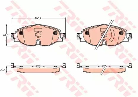 Колодки тормозные дисковые AUDI/SKODA/VW Q3/Karoq/Passat/Tiguan F 12, TRW (GDB2143)