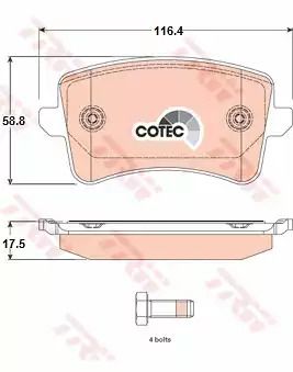 Колодки гальмові дискові AUDI A4/A5/Q5 R 07, TRW (GDB1765)