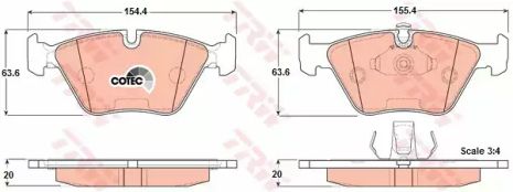 Колодки гальмівні BMW 325i/330d Touring/330i/330i Cabrio/330i Coupe/520d/520d Touring/520i/