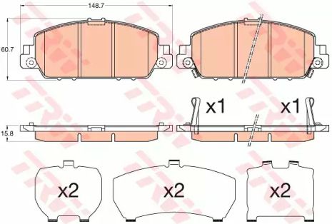 Колодки гальмівні дискові HONDA ACCORD 2013 р. передн. TRW (GDB3615)