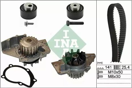 Водяний насос + комплект ГРМ FIAT DUCATO, CITROËN XSARA, PEUGEOT 806, INA (530011130)