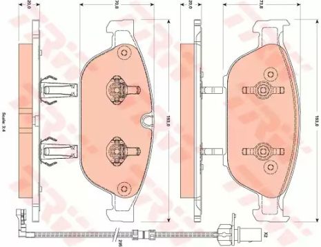 Тормозные колодки дисковые AUDI A8 F 09, TRW (GDB1883)