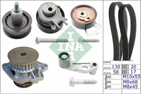 Водяной насос + комплект ГРМ VW (SVW), AUDI A2, SKODA OCTAVIA, INA (530008931)