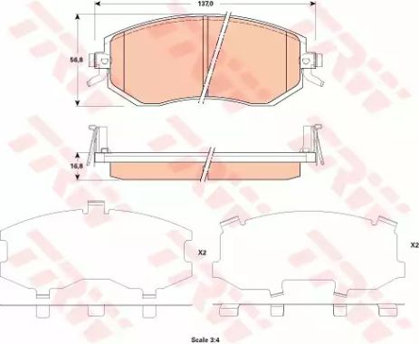 Колодки гальмові дискові SUBARU Forester/Impreza F 10, TRW (GDB3519)