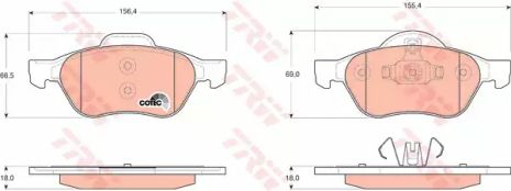 Колодки гальмові дискові RENAULT MEGANE II, передн. , TRW (GDB1687)