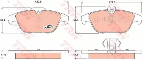 Колодки дискові гальмові MB C-CLASS(W204) 180-350 07-,GLK-CLASS200-350 08- задн. TRW (GDB1738)