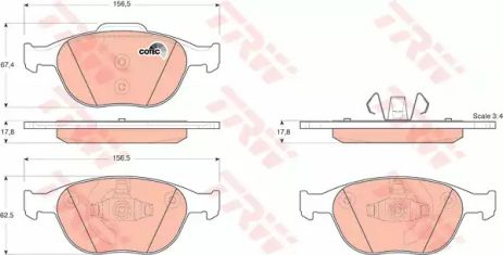 Колодки гальмові дискові FORD FOCUS (DAW, DBW, DNW), TRANSIT передн. , TRW (GDB1532)