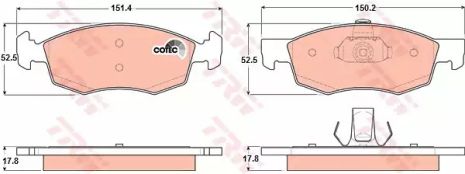 Тормозные колодки дисковые FIAT Doblo/Doblo Cargo, TRW (GDB1588)