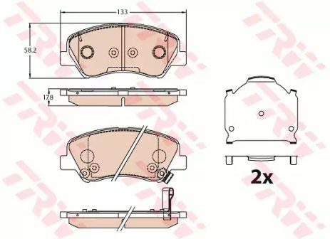 Колодки тормозные дисковые HYUINDAI/KIA Accent/Rio F'18, TRW (GDB3630)