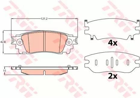 Колодки гальмові дискові LEXUS NX200t/NX300h 14, TRW (GDB4459)