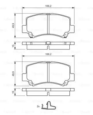 Комплект гальмівних колодок, дискове гальмо CHERY A1, SUZUKI WAGON, BOSCH (0986424626)