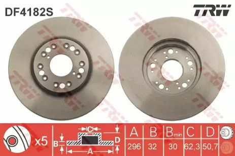 Диск гальмівний TOYOTA ARISTO, LEXUS IS, TRW (DF4182S)