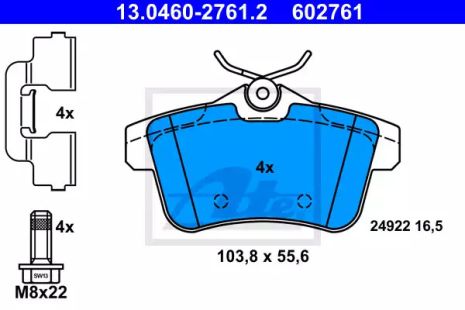 Комплект гальмівних колодок, дискове гальмо DS DS, CITROËN C4, ATE (13046027612)