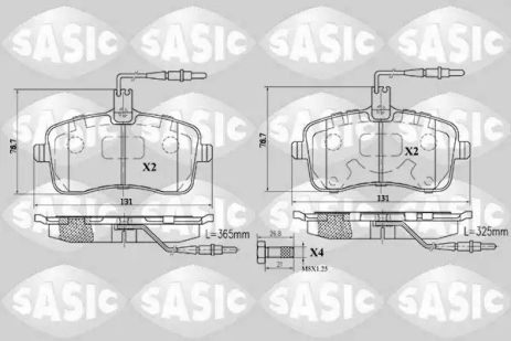 Комплект гальмівних колодок, дискове гальмо PEUGEOT 407, Sasic (6210019)