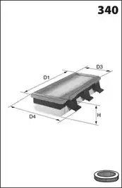 Фільтр повітряний RENAULT CLIO, MECAFILTER (ELP3726)