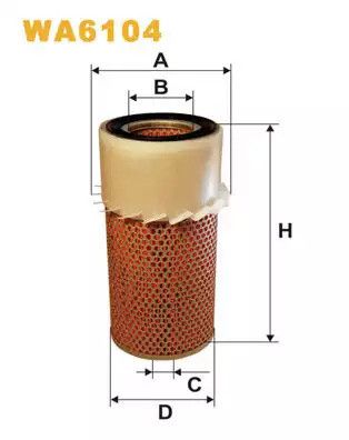 Фільтр повітряний HYUNDAI GALLOPER, MITSUBISHI GALLOPER, WIX FILTERS (WA6104)